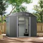 Garden sanctuary 4.3 X 7.7 Ft Black Galvanized Shelving Steel Large Storage Shed With Acrylic Windows