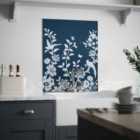 Laura Ashley Oriental Garden Midnight Seaspray Glass Kitchen Splashback 600 X 750Mm