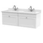 nuie 1200mm Wall Hung 2 Drawer Vanity & Marble Top - Satin White