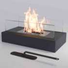 Garden Sanctuary Tabletop Rectangular Bio Ethanol Fireplace - Black