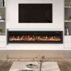 Garden Sanctuary 100 Inch 1800W Electric Freestanding Fireplace With Remote Control - Black