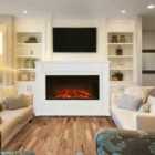 Garden Sanctuary 48 Inch 1800W Electric Fireplace With White Wooden Mantel