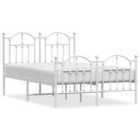 Vidaxl Metal Bed Frame Without Mattress With Footboard White 120X190 Cm Small Double
