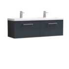 nuie Arno 1200mm Wall Hung 2 Drawer Vanity & Double Basin Soft Black