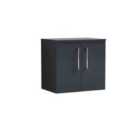 nuie Arno 600mm Wall Hung 2 Door Vanity & Worktop - Soft Black
