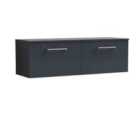 nuie Arno 1200mm Wall Hung 2 Drawer Vanity & Worktop - Soft Black