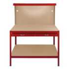 Workbench With Pegboard, Drawer & Light Red