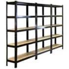 Monster Racking T-rax Heavy Duty Shelving Units, Black, 75Cm W, 30Cm D, Set Of 3