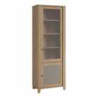 Cestino 2 Door Display Cabinet In Jackson Hickory Oak And Rattan Effect