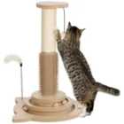 Pawhut 49Cm Cat Scratching Post With Interactive Track Ball Toy For Indoor