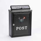 Arboria Garden Decor Black Post Box Cockerel 42X28X13Cm