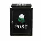 Arboria Garden Decor Cast Aluminium Postbox With White Rose Design 42X28Cm
