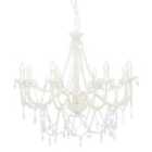 vidaXL Chandelier with Beads White 8 x E14 Bulbs