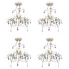 vidaXL Crystal Pendant Ceiling Lamp Chandeliers 4 pcs Elegant White