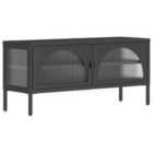 vidaXL Tv Cabinet Black 105x35x50 cm Glass and Steel