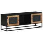 vidaXL Tv Cabinet 110x30x40 cm Solid Wood Mango and Iron