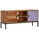 vidaXL Tv Cabinet Honey Brown and Grey 110x30x50 cm Solid Wood Acacia