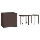 vidaXL Side Tables 3 Pcs Brown Poly Rattan