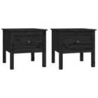 vidaXL Side Tables 2 Pcs Black 50x50x49 cm Solid Wood Pine