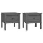 vidaXL Side Tables 2 Pcs Grey 50x50x49 cm Solid Wood Pine