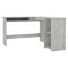vidaXL L-shaped Corner Desk Concrete Grey 120x140x75 cm Engineered Wood