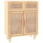 vidaXL Sideboard Brown 60x30x75 cm Solid Wood Pine and Natural Rattan