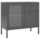 vidaXL Sideboard Anthracite 75x35x70 cm Steel and Tempered Glass