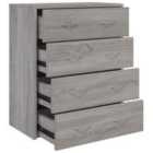 vidaXL Sideboard With 4 Drawers 60x30.5x71 cm Grey Sonoma