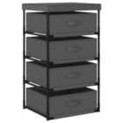 vidaXL Storage Rack With 4 Fabric Baskets Steel Grey