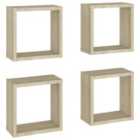 vidaXL Wall Cube Shelves 4 Pcs Sonoma Oak 30x15x30 cm