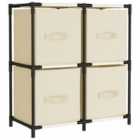 vidaXL Storage Cabinet With 4 Fabric Baskets Cream 63x30x71 cm Steel
