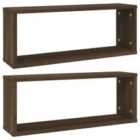 vidaXL Wall Cube Shelves 2 Pcs Brown Oak 60x15x23 cm Engineered Wood