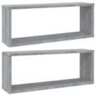 vidaXL Wall Cube Shelves 2 Pcs Grey Sonoma 60x15x23 cm Engineered Wood