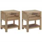 vidaXL Nightstands With Drawers 2 Pcs 40x30x48 cm Solid Acacia Wood