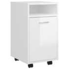 vidaXL Side Cabinet With Wheels High Gloss White 33x38x60 cm Engineered Wood