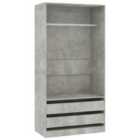 vidaXL Wardrobe Concrete Grey 100x50x200 cm Engineered Wood