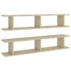 vidaXL Wall Shelf 2 Pcs Sonoma Oak 105x18x20 cm Engineered Wood