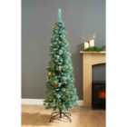 Robert Dyas 6ft Pre-Lit Slim Green Hard Needle Mix Tip Christmas Tree (Glitter)