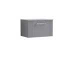 Nuie Deco 600mm Wall Hung Single Drawer Vanity & Worktop - Satin Grey
