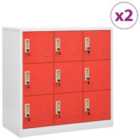 Vidaxl Locker Cabinets 2 Pcs Light Grey And Red 90X45X92.5 Cm Steel