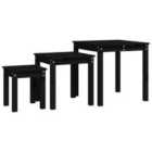 Vidaxl Nesting Tables 3 Pcs Black Solid Wood Pine