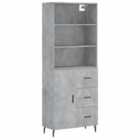 Vidaxl Highboard Concrete Grey 69.5X34X180 Cm Engineered Wood