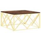 Vidaxl Coffee Table Gold Stainless Steel And Solid Wood Reclaimed