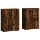 Vidaxl Wall Mounted Cabinets 2 Pcs Smoked Oak 69.5X34X90 Cm