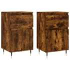 Vidaxl Sideboards 2 Pcs Smoked Oak 40X35X70 Cm Engineered Wood