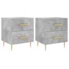 Vidaxl Bedside Cabinets 2 Pcs Concrete Grey 40X35X47.5 Cm Engineered Wood