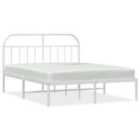 Vidaxl Metal Bed Frame With Headboard White 140X200 Cm