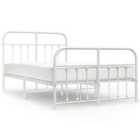 Vidaxl Metal Bed Frame With Headboard And Footboard White 120X200 Cm