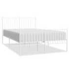 Vidaxl Metal Bed Frame With Headboard And Footboard White 140X190 Cm