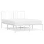 Vidaxl Metal Bed Frame With Headboard White 150X200 Cm 5Ft King Size